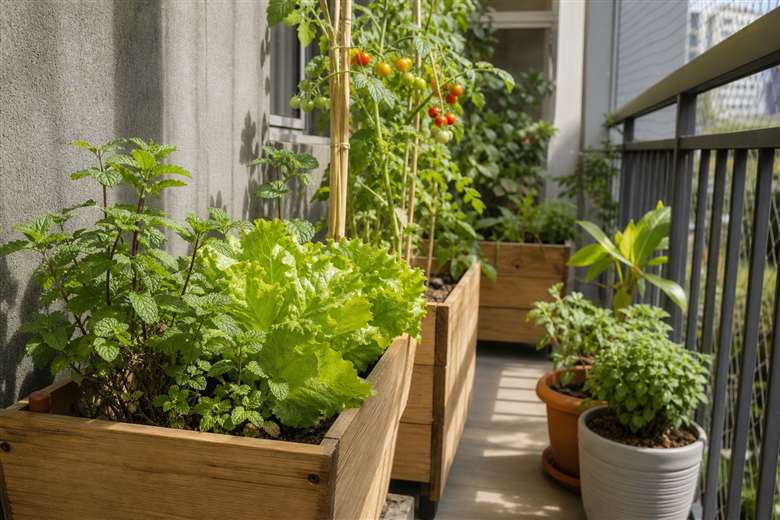 Horta caseira em espaço pequeno de varanda